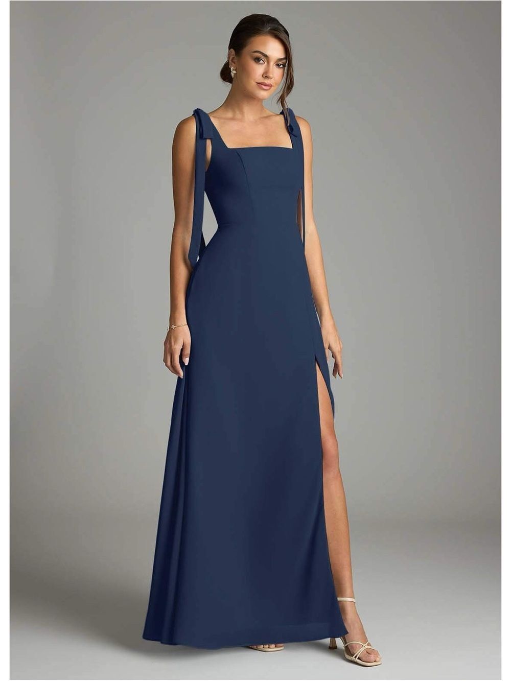 Azazie Debra Dark Navy A-Line with Pockets Chiffon Convertible Dress